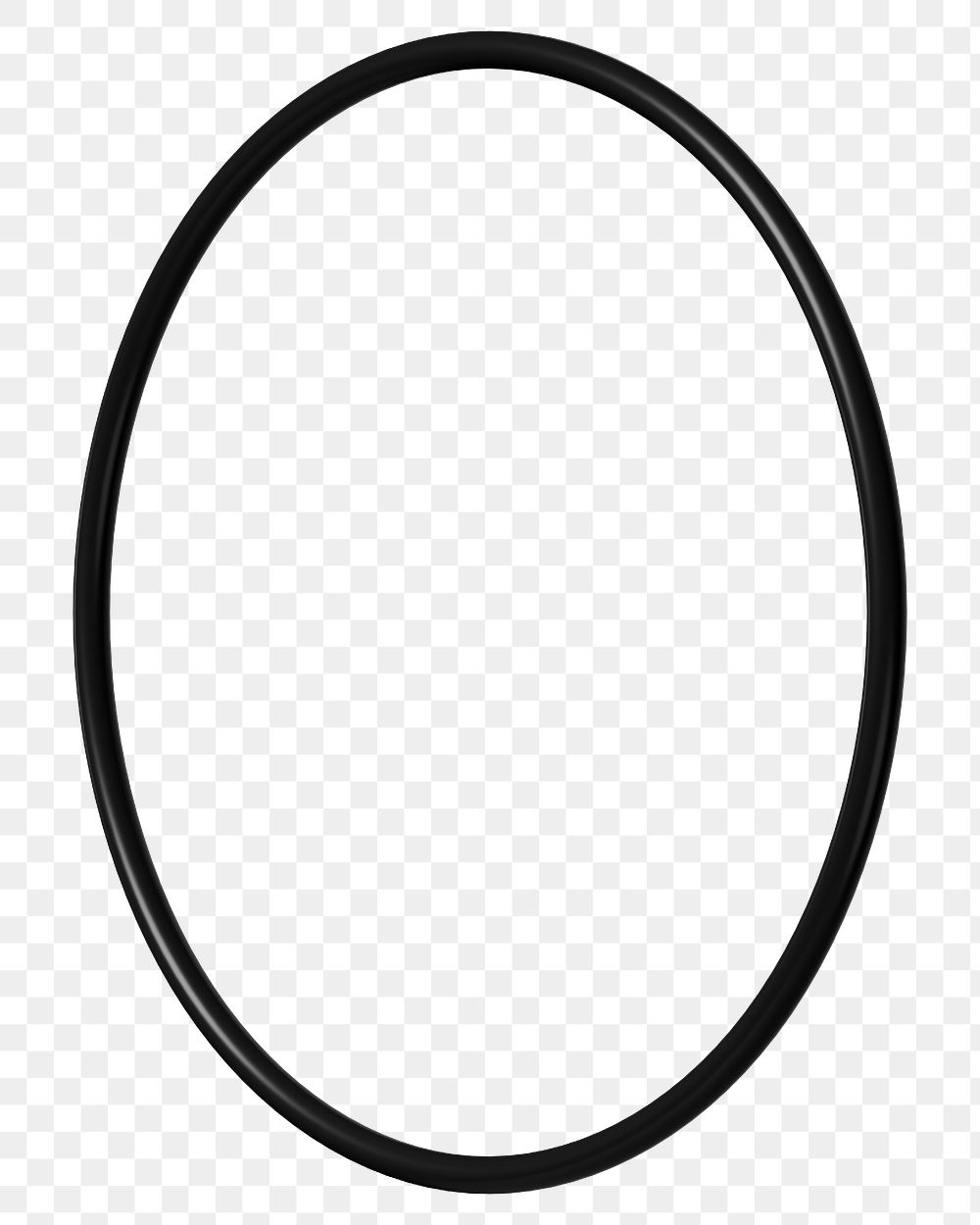 3D black ring png, oval shape, geometric clipart, transparent background