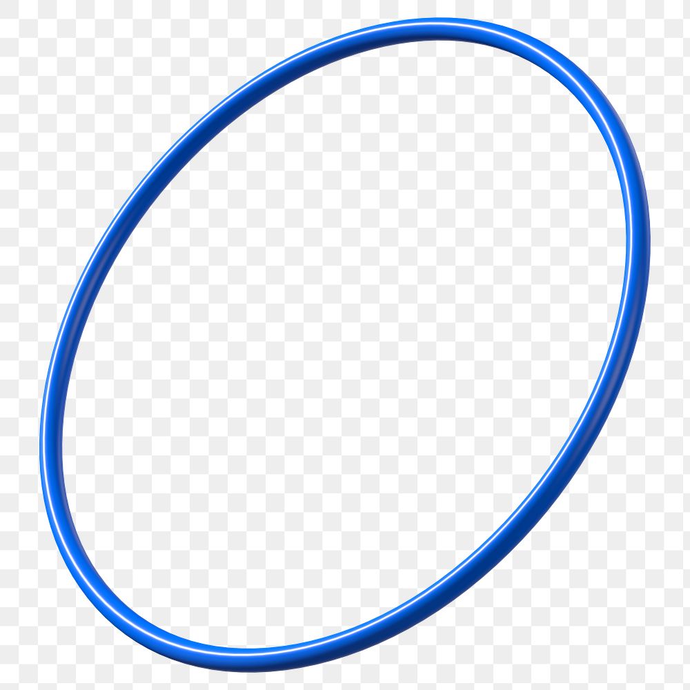 3D blue ring png, oval shape, geometric clipart, transparent background
