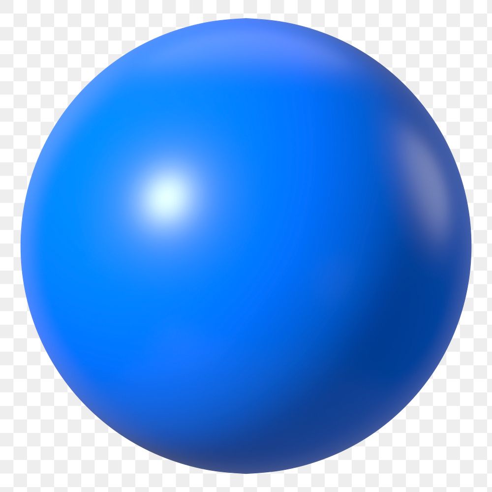 3D blue ball png geometric clipart, transparent background