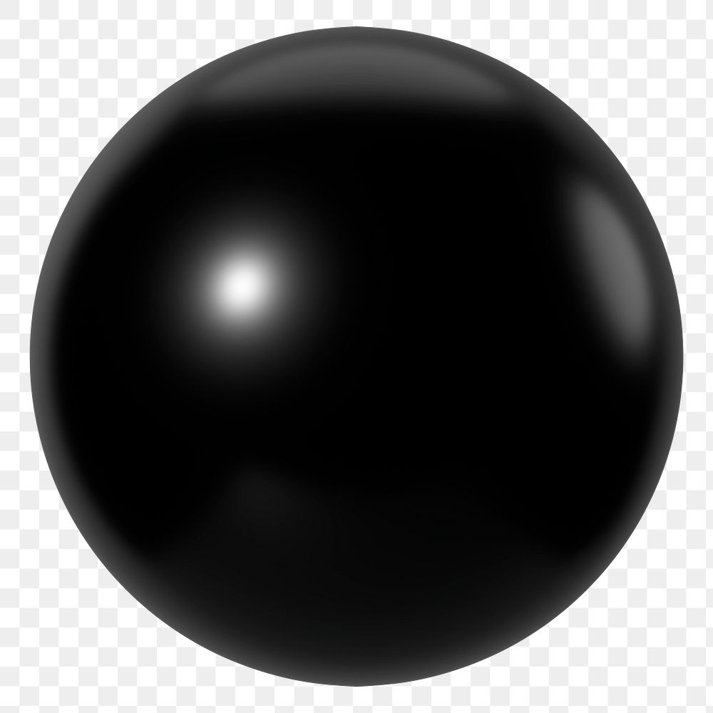 3D black sphere png geometric clipart, transparent background