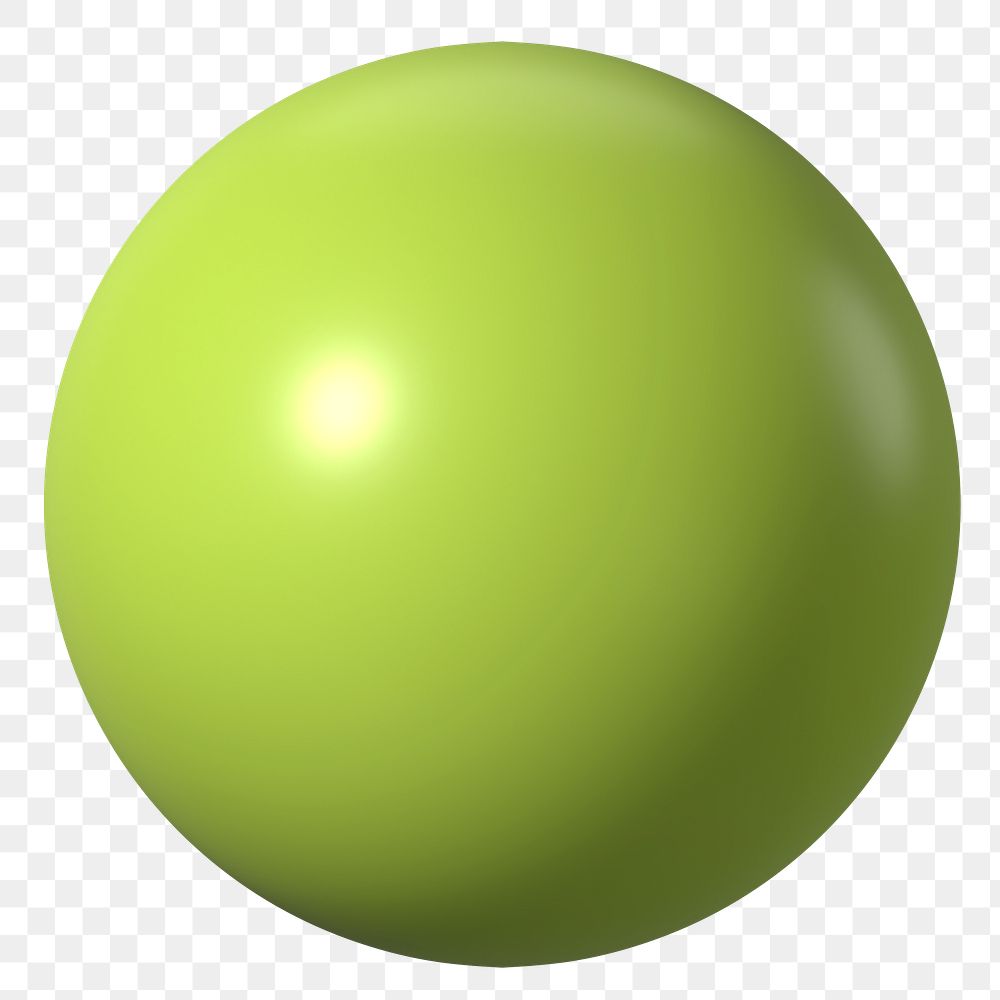 3D green sphere png geometric clipart, transparent background