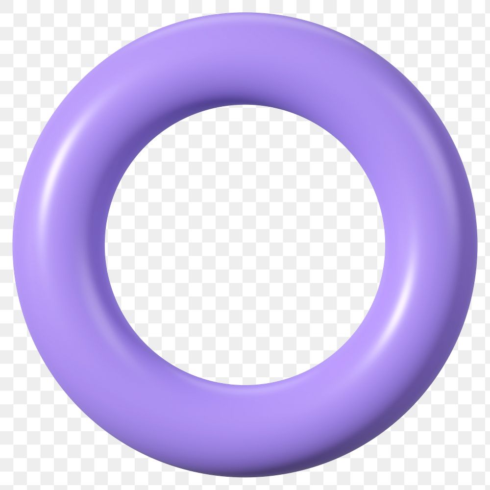Purple 3D ring png shape sticker, transparent background