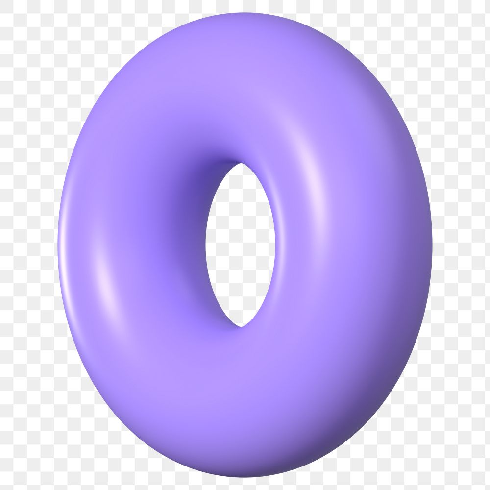 Png purple donut ring 3D shape sticker, transparent background