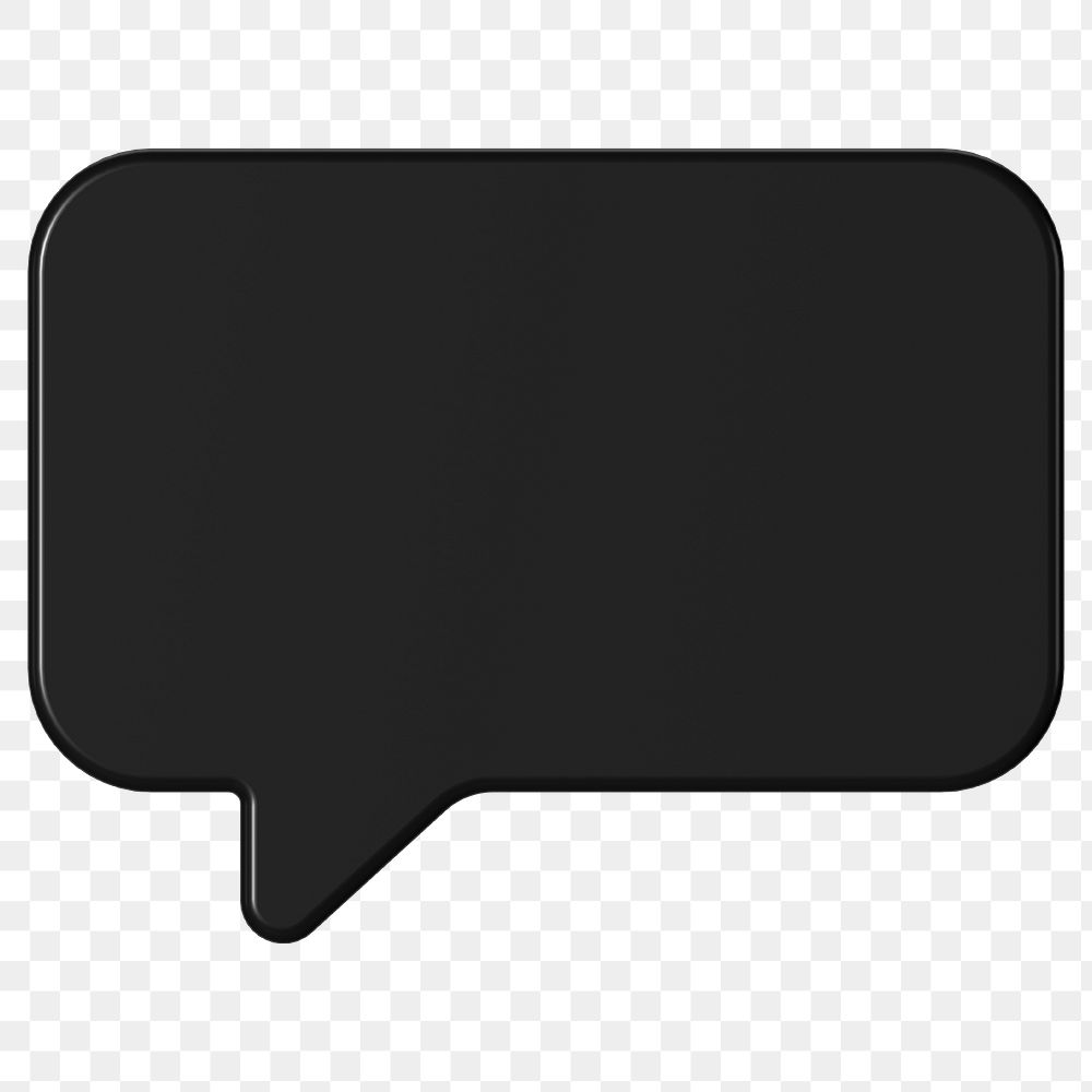 PNG 3D black speech bubble, communication clipart, transparent background
