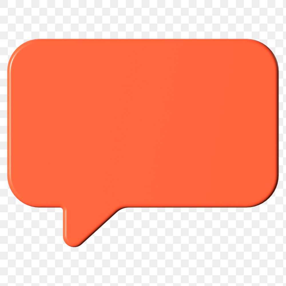 PNG 3D orange speech bubble, communication clipart, transparent background