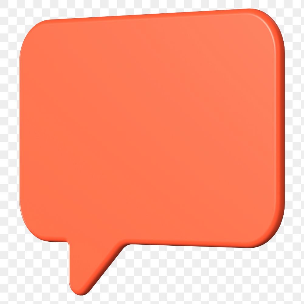 PNG 3D orange speech bubble, communication clipart, transparent background