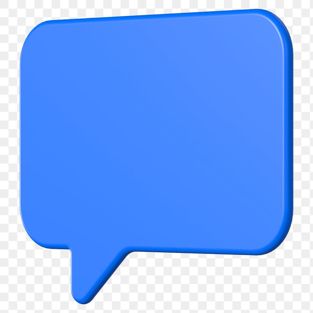PNG 3D blue speech bubble, communication clipart, transparent background