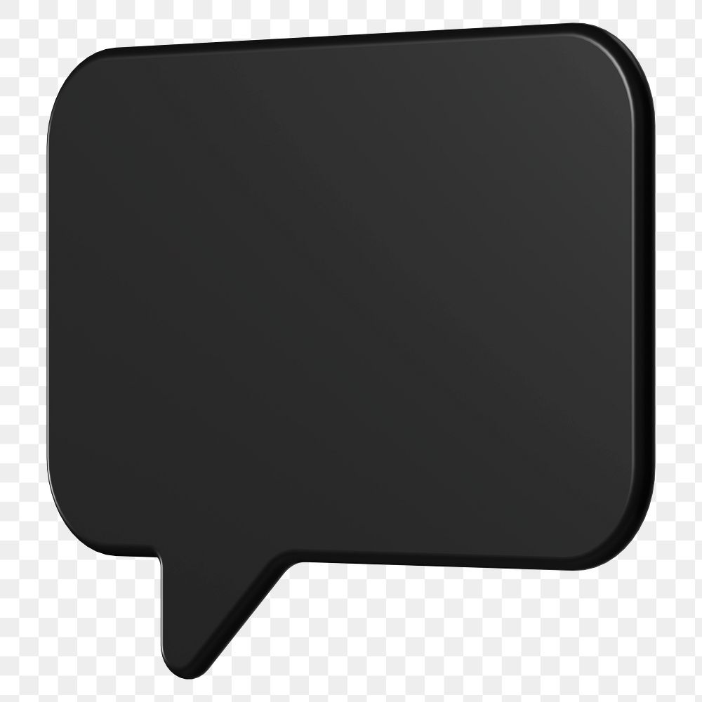 PNG 3D black speech bubble, communication clipart, transparent background