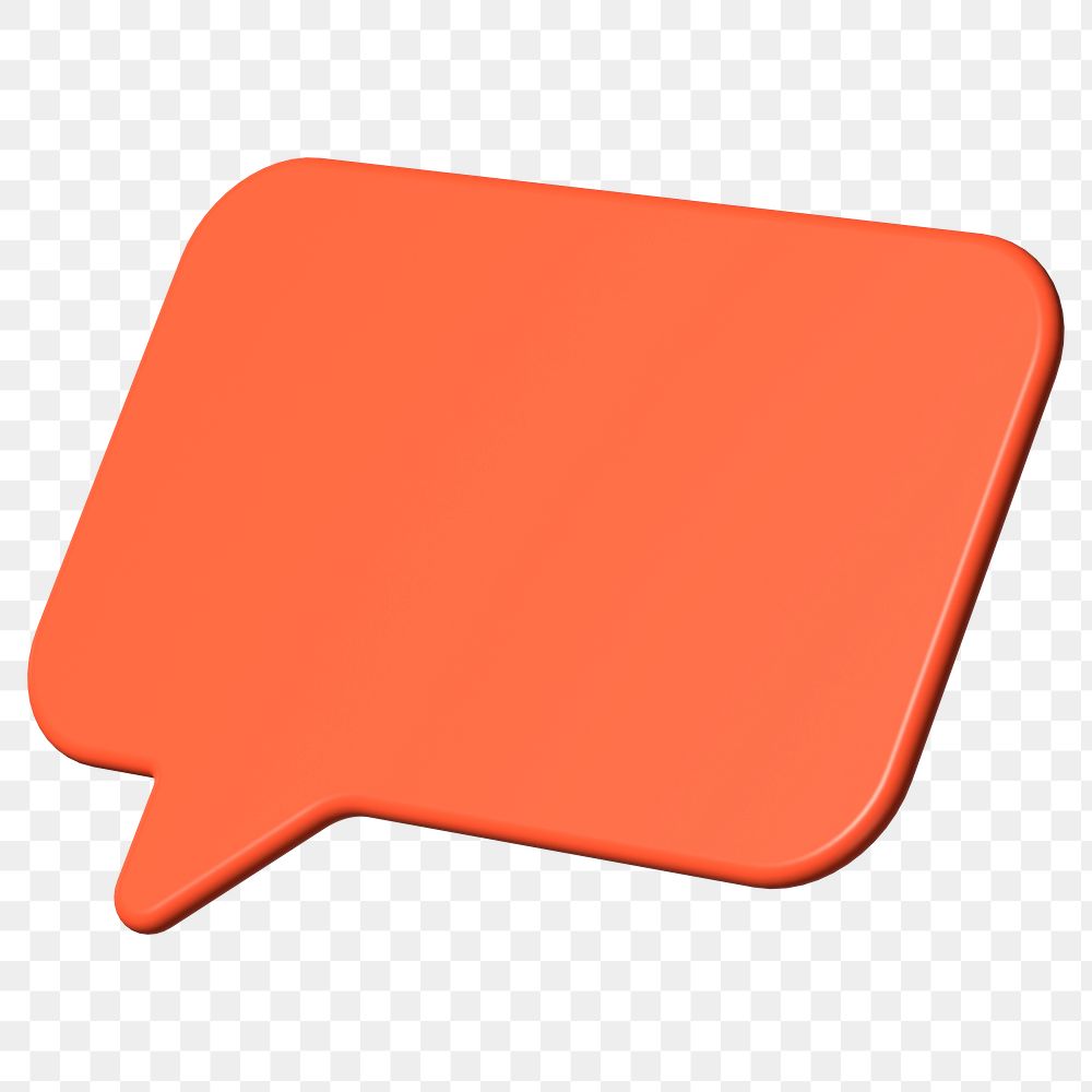 PNG 3D orange speech bubble, communication clipart, transparent background