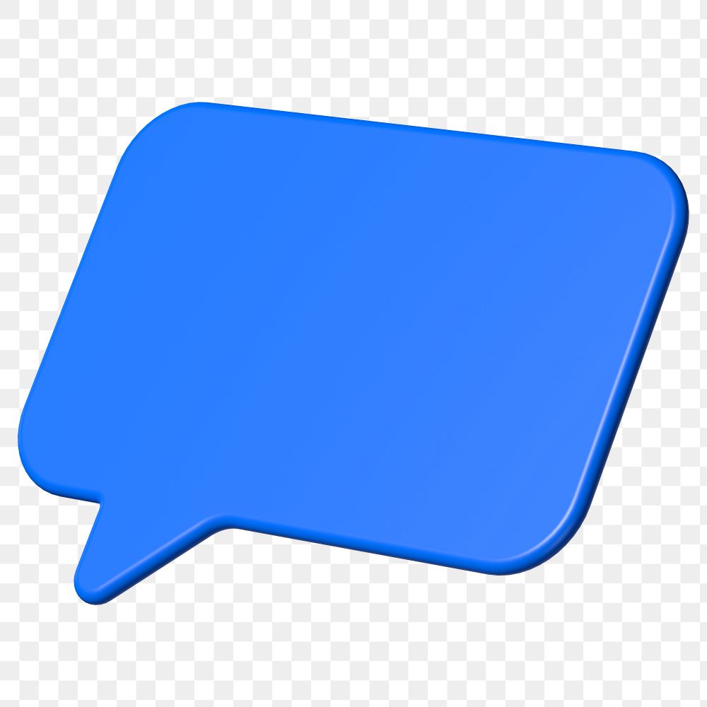 PNG 3D blue speech bubble, communication clipart, transparent background