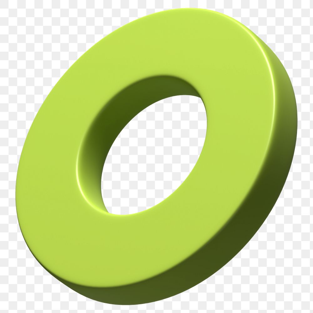 3D green annulus png, geometric ring shape, transparent background