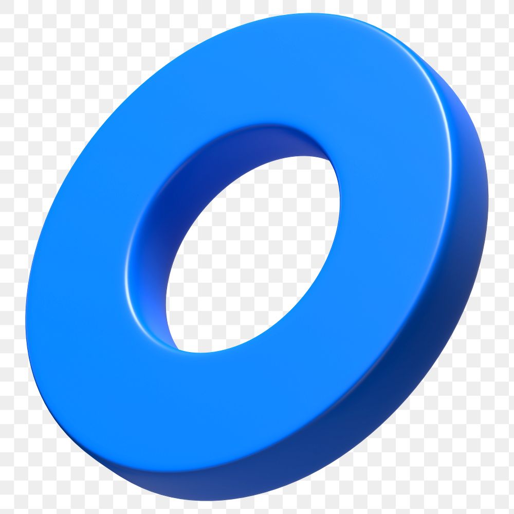 3D blue annulus png, geometric ring shape, transparent background