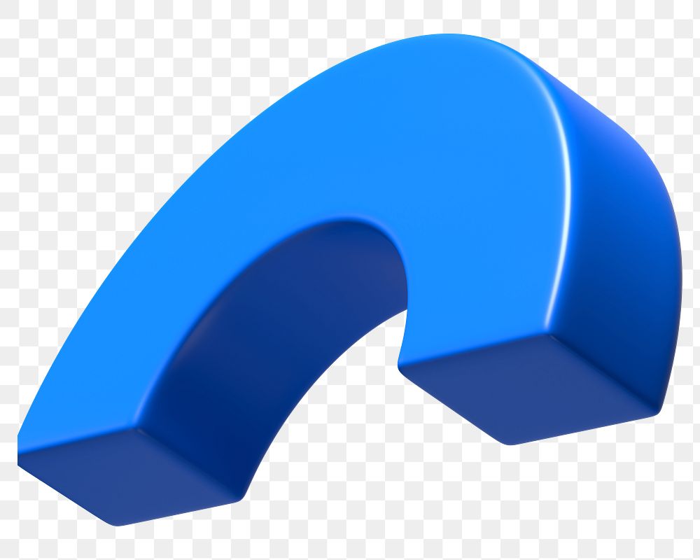 3D blue half torus clip art, transparent background