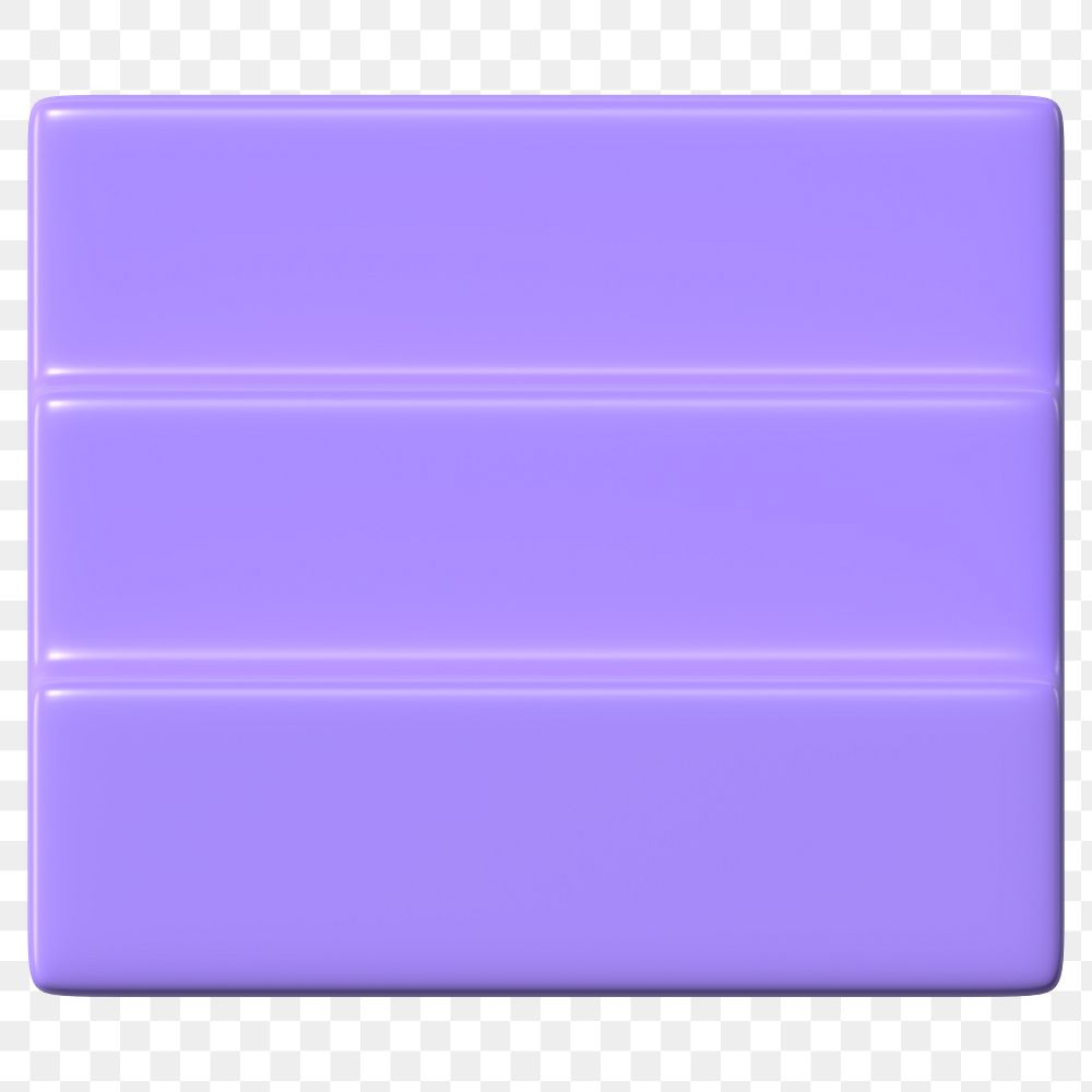 3D purple square png, geometric clipart, transparent background