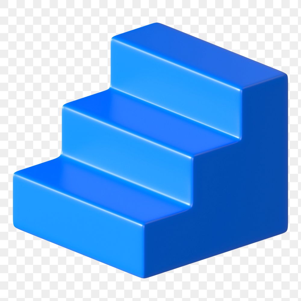 3D blue stairs png podium clipart, transparent background