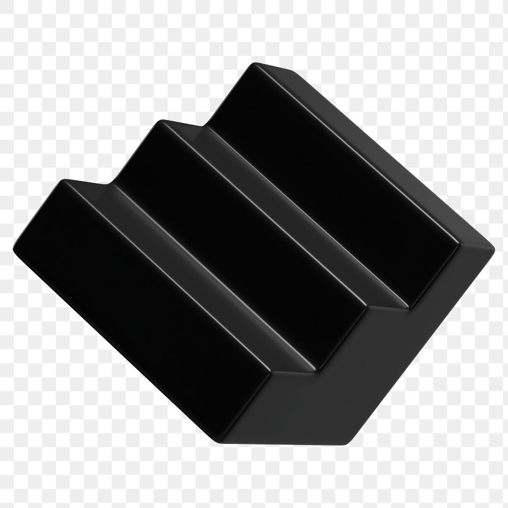 3D black stairs png podium clipart, transparent background