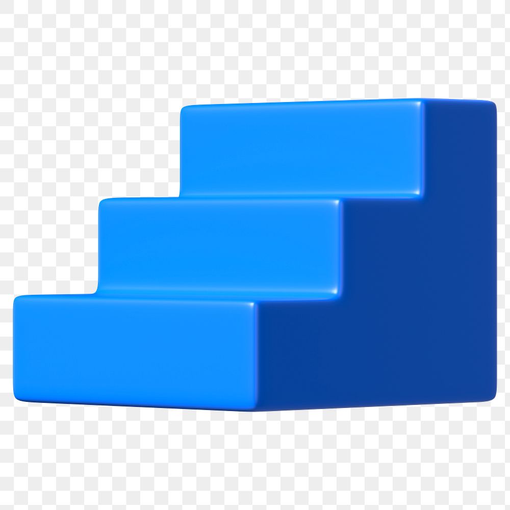 3D blue stairs png podium clipart, transparent background