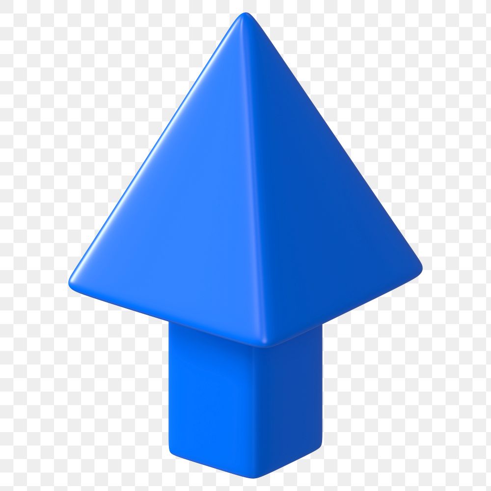 3D blue arrow png up direction clipart, transparent background