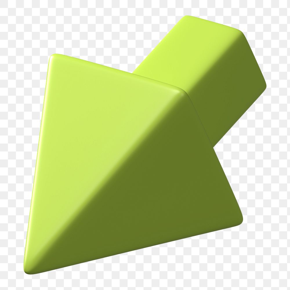 3D green cursor png, pointing clipart, transparent background