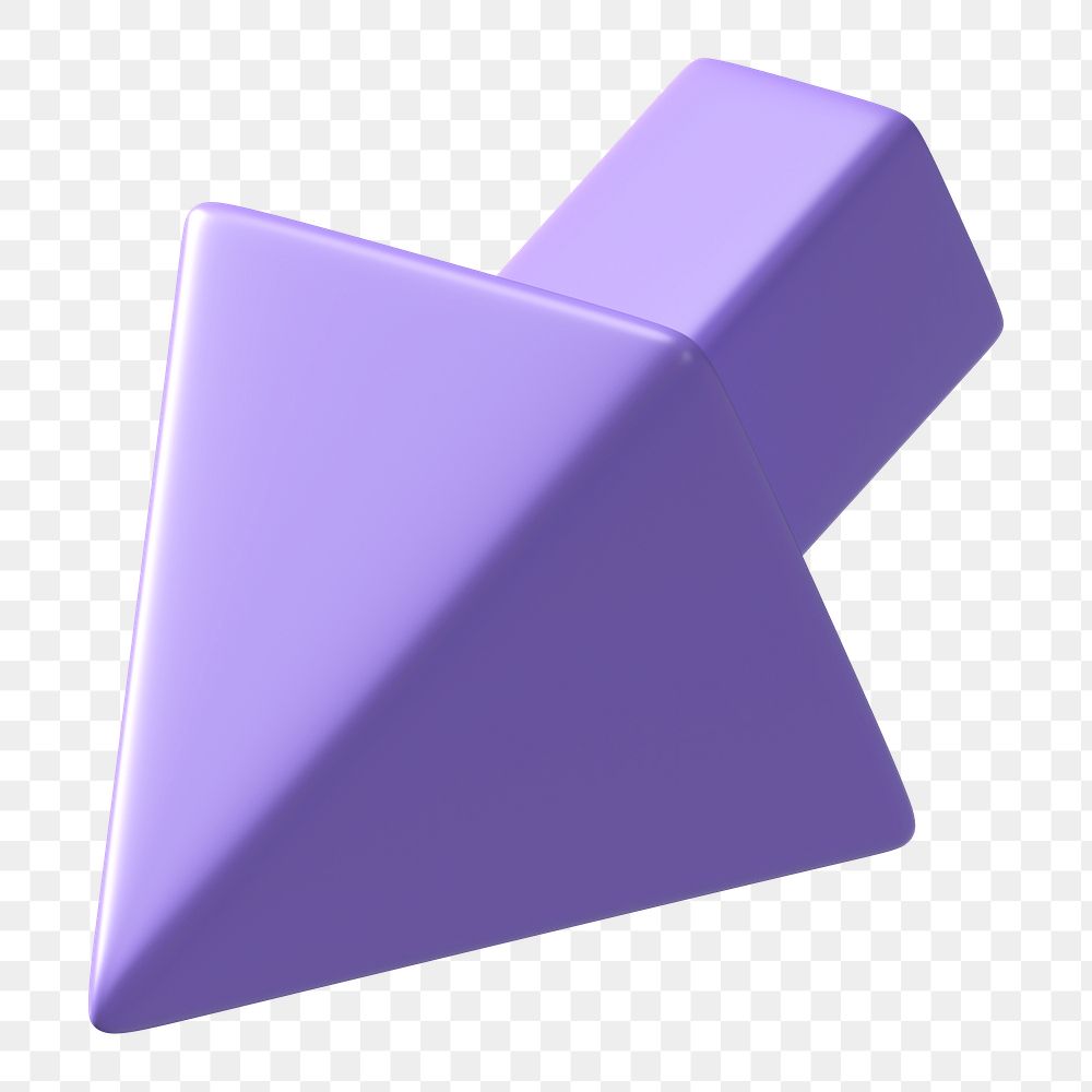 3D purple cursor png, pointing clipart, transparent background