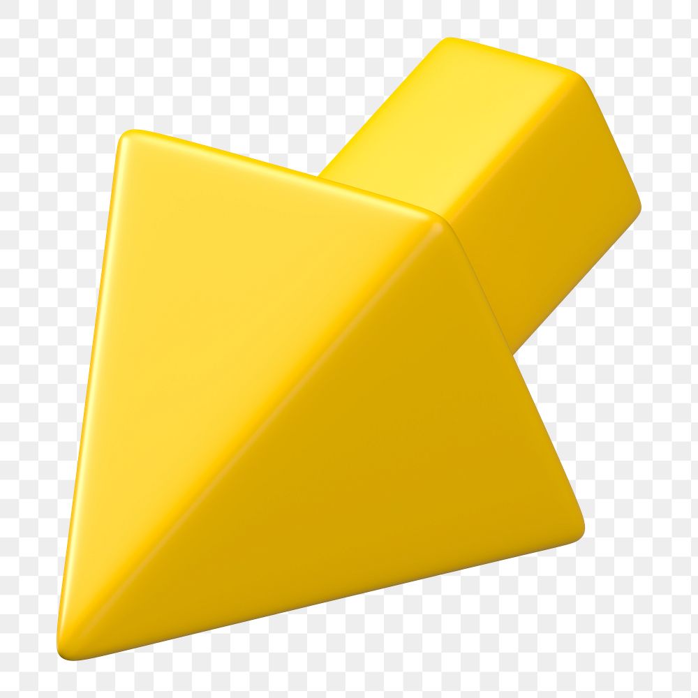 3D yellow cursor png, pointing clipart, transparent background