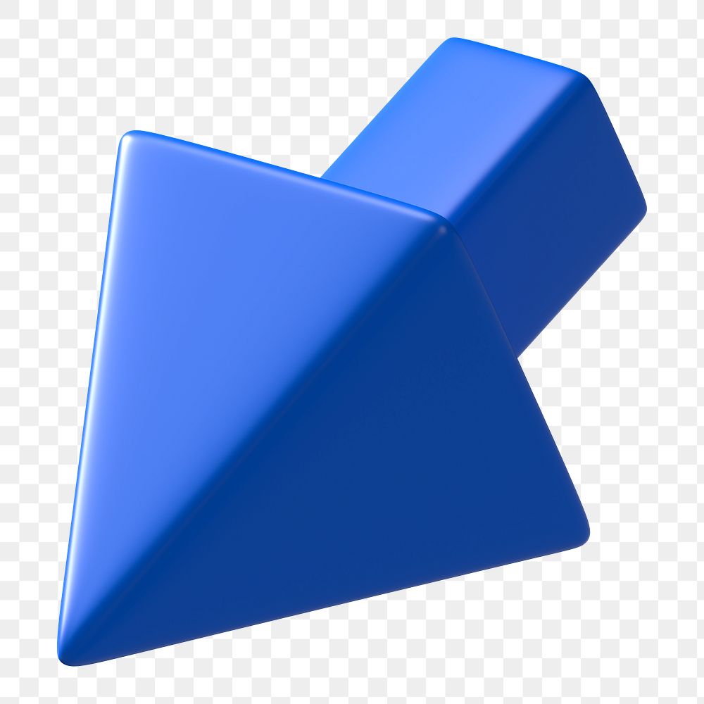 3D blue cursor png, pointing clipart, transparent background