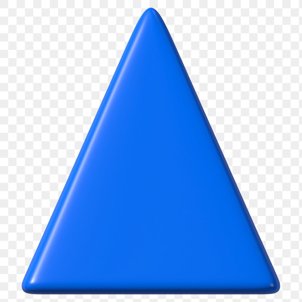 3D blue triangle png, geometric clipart, transparent background