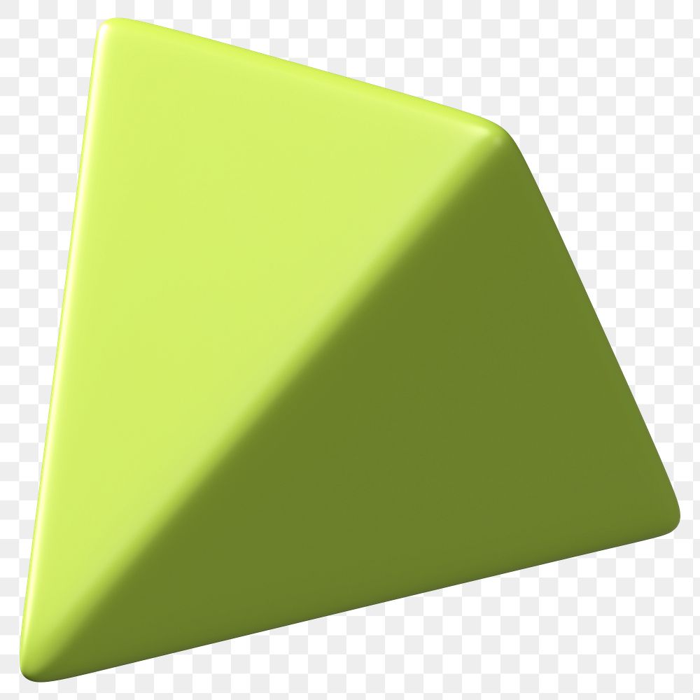 3D green pyramid png, geometric shape clipart, transparent background