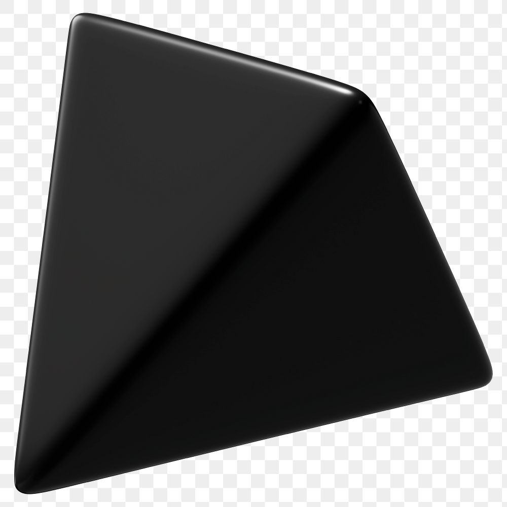 3D black pyramid png, geometric shape clipart, transparent background