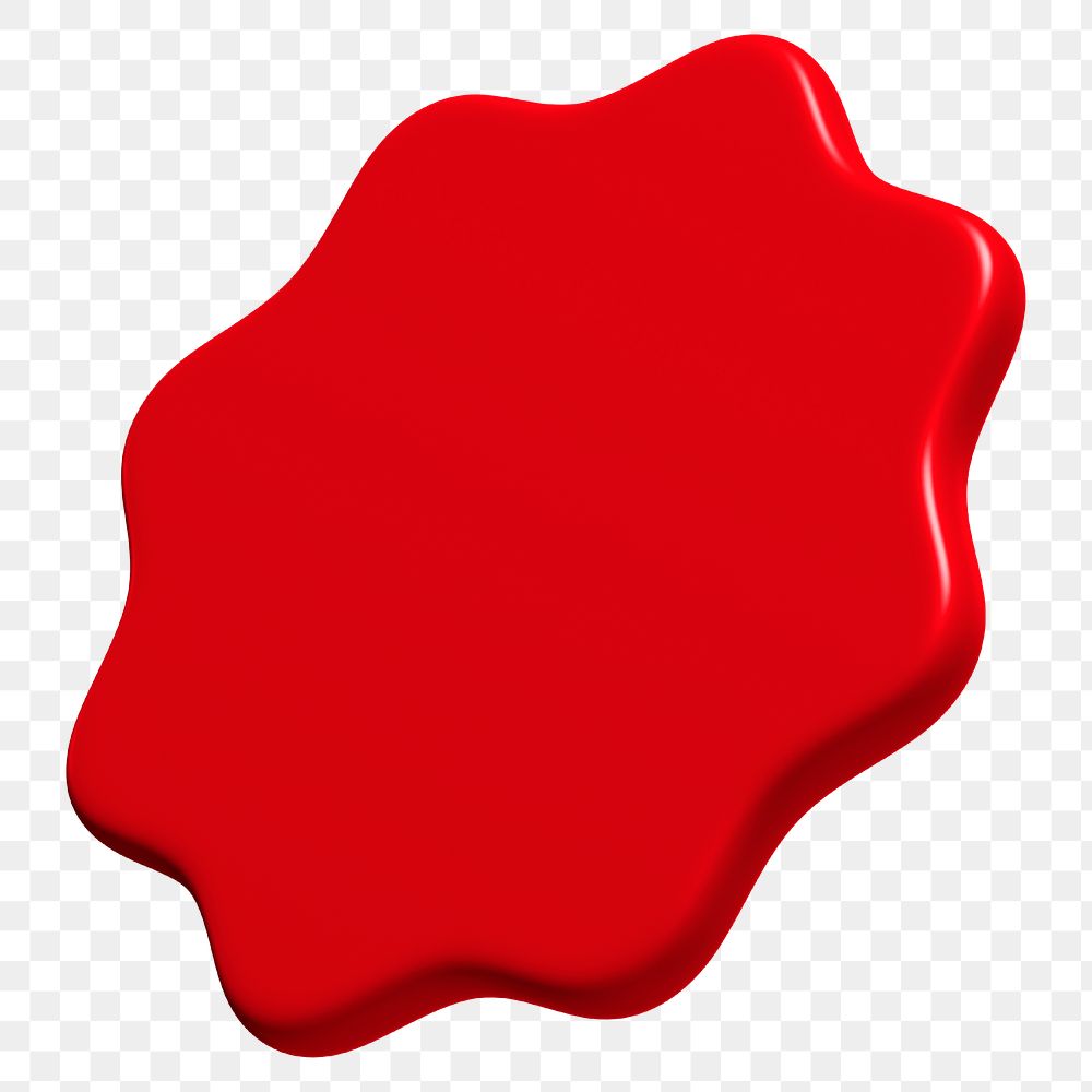 3D red badge png starburst shape clipart, transparent background