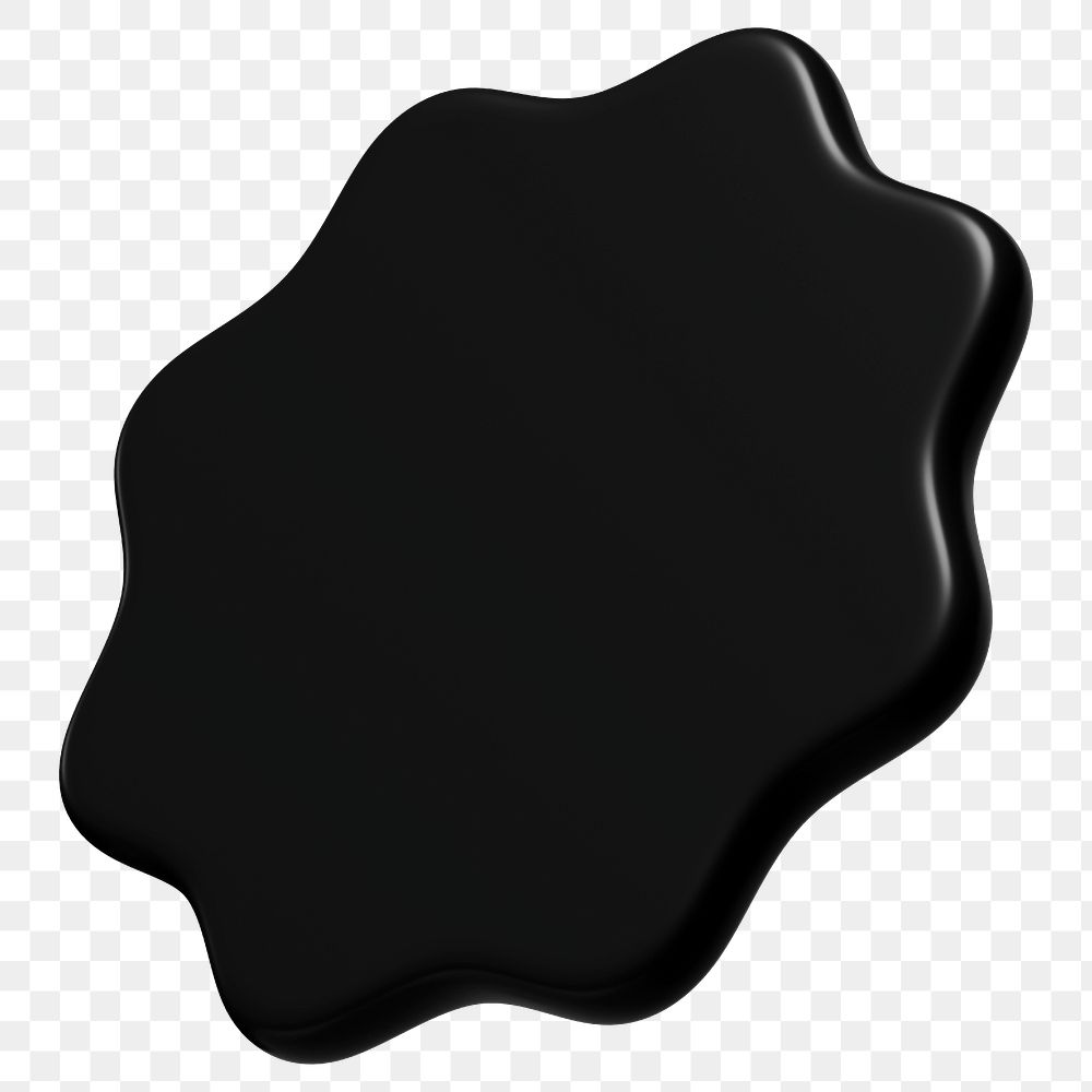 3D black badge png starburst shape clipart, transparent background