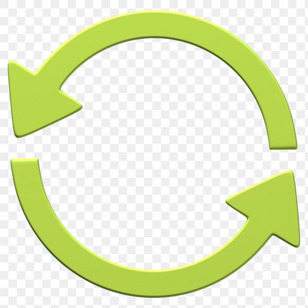 Recycle symbol png 3D sticker, transparent background 