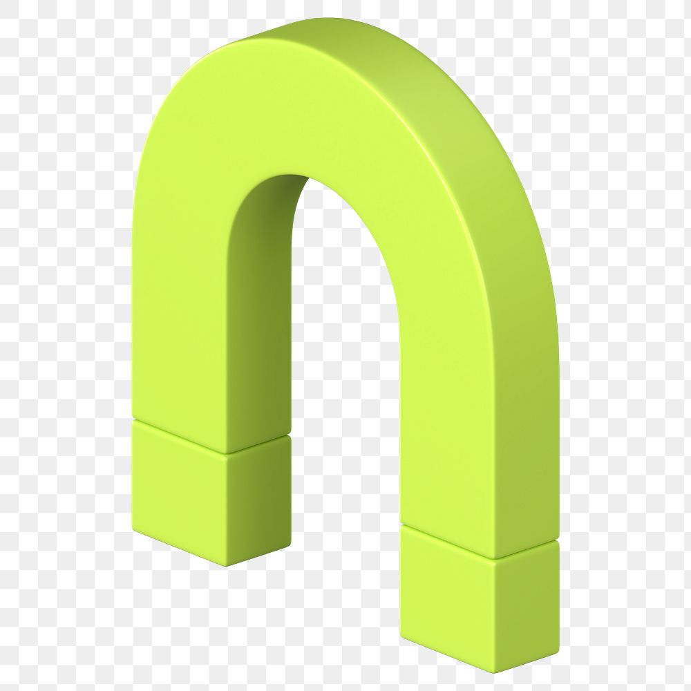 PNG 3D green u shape clipart, transparent background