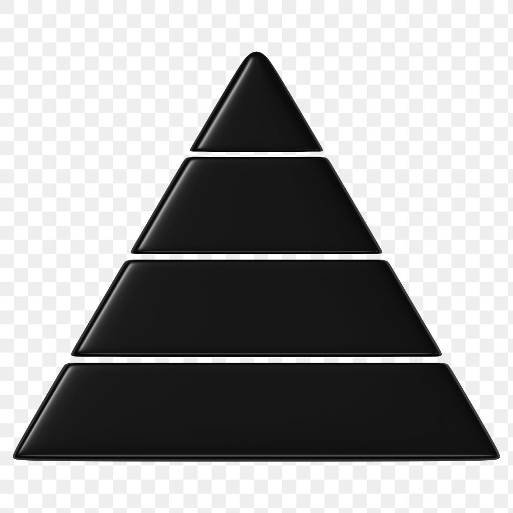 Black pyramid png sticker, 3D business illustration, transparent background 