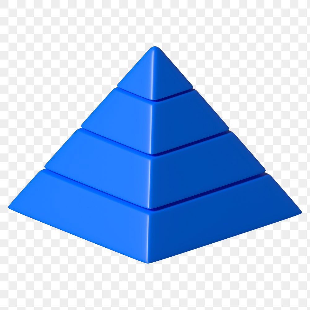 Pyramid graph png sticker, 3D business illustration, transparent background 