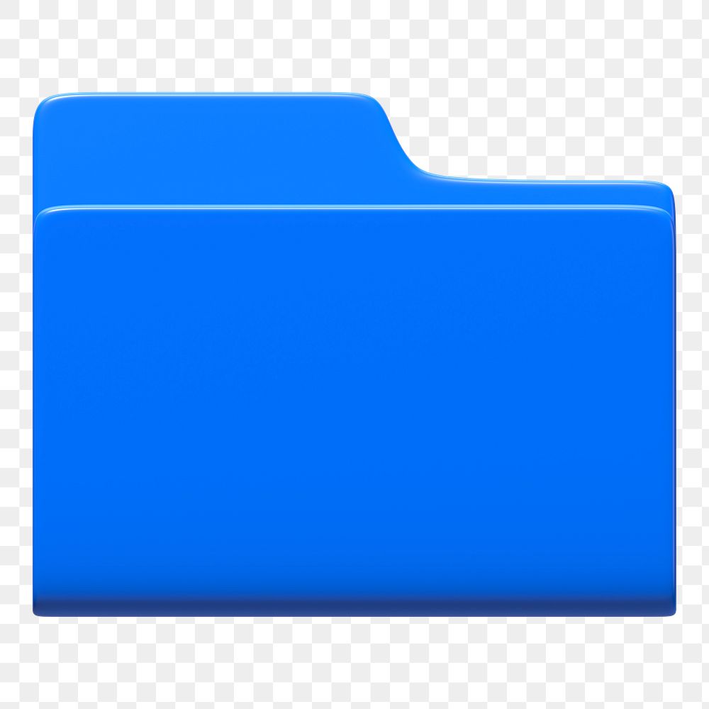 Blue folder png sticker, 3D business illustration, transparent background 