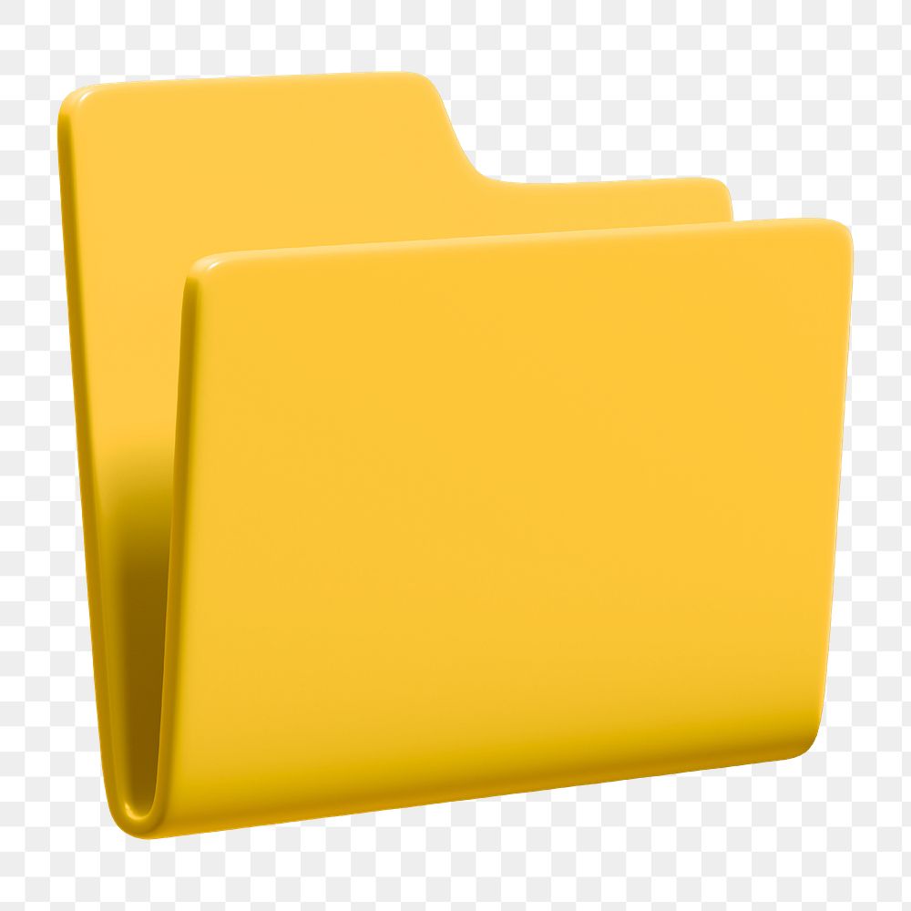 Yellow folder png sticker, 3D business illustration, transparent background 