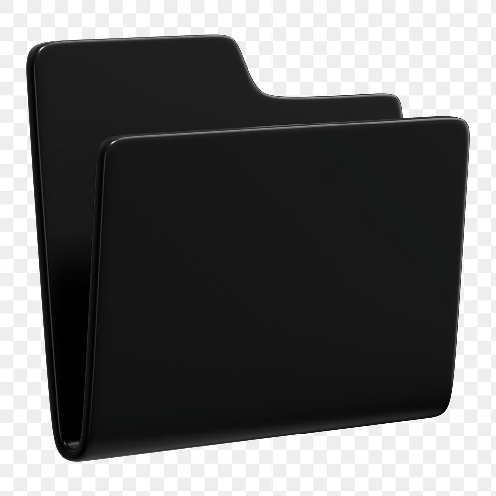 Black folder png sticker, 3D business illustration, transparent background 
