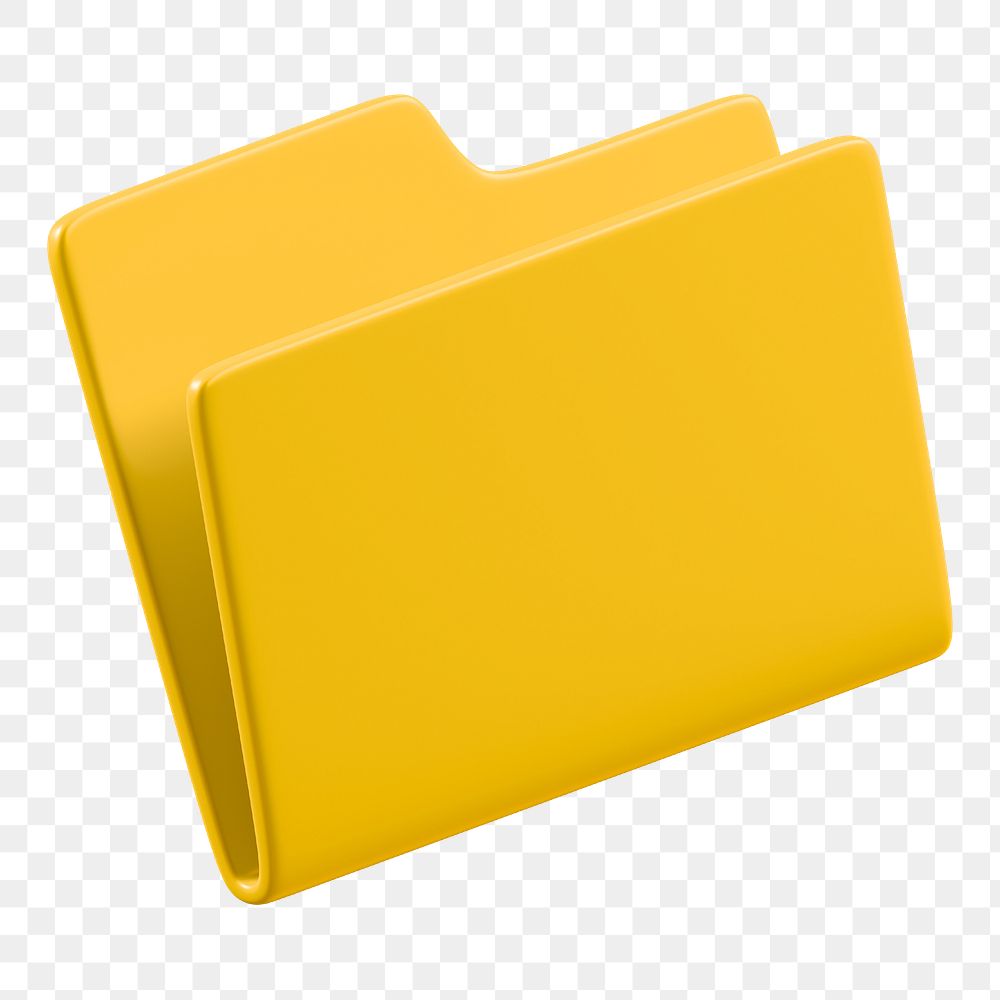 Yellow folder png sticker, 3D business illustration, transparent background 
