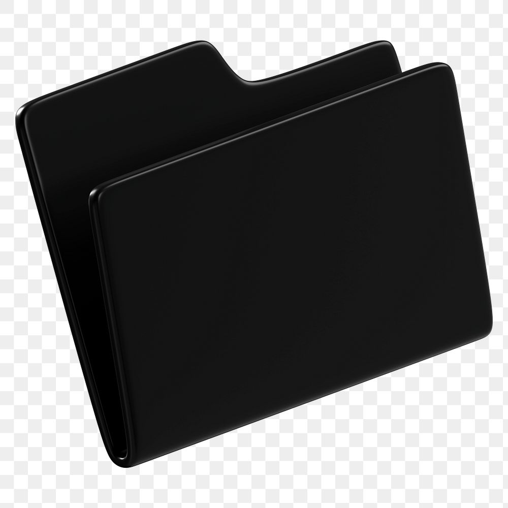 Black folder png sticker, 3D business illustration, transparent background 