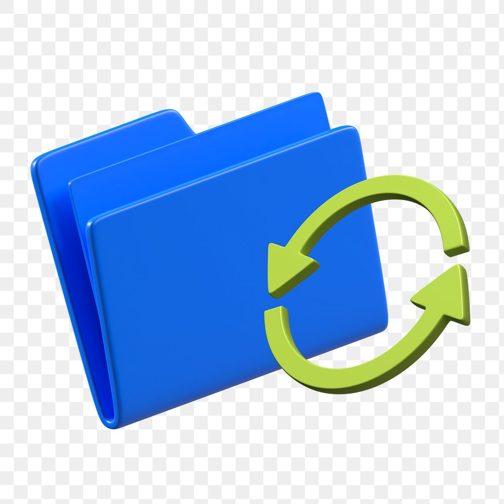 Sync folder icon png sticker, 3D business illustration, transparent background 