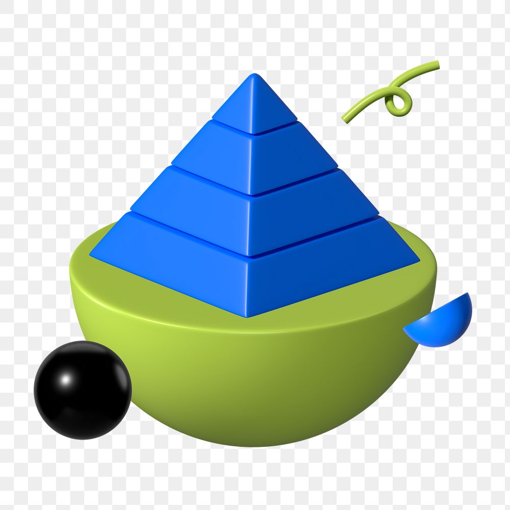 3D pyramid graph png sticker, transparent background