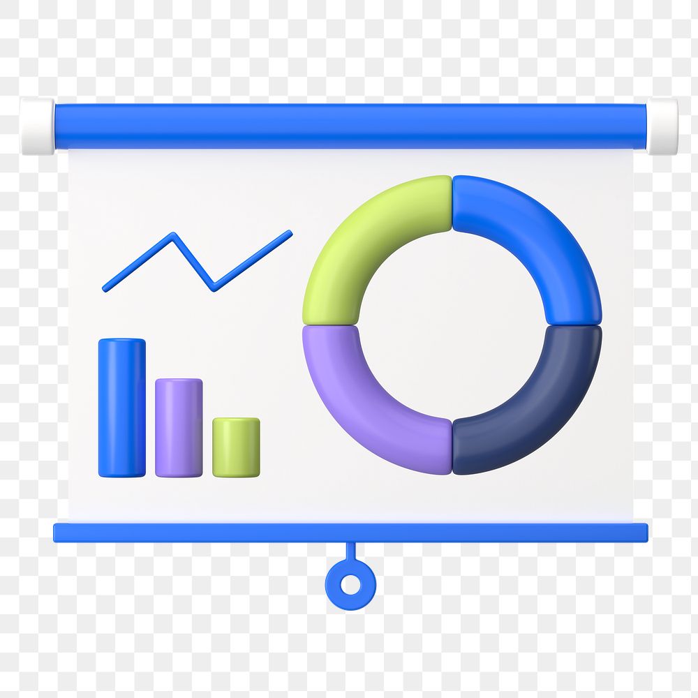 Statistics presentation png sticker, 3D business illustration, transparent background 