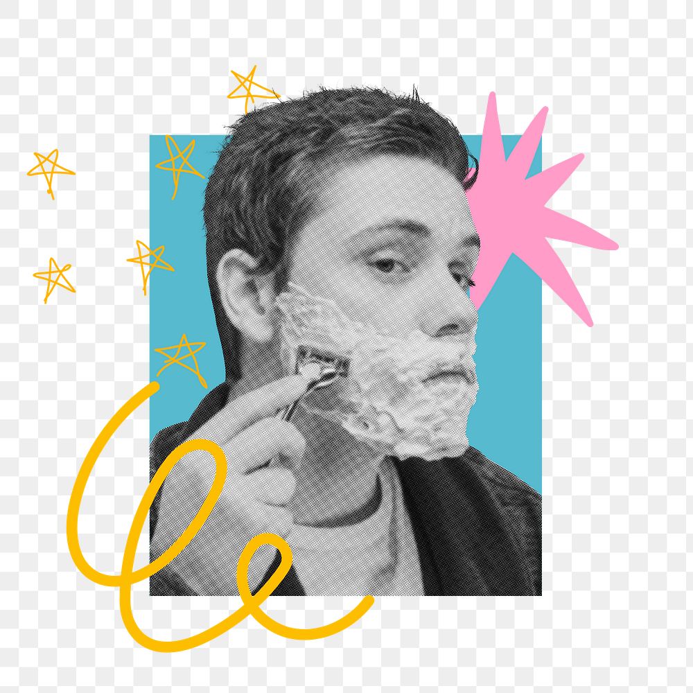 Png man shaving beard sticker, self-care routine remix, transparent background