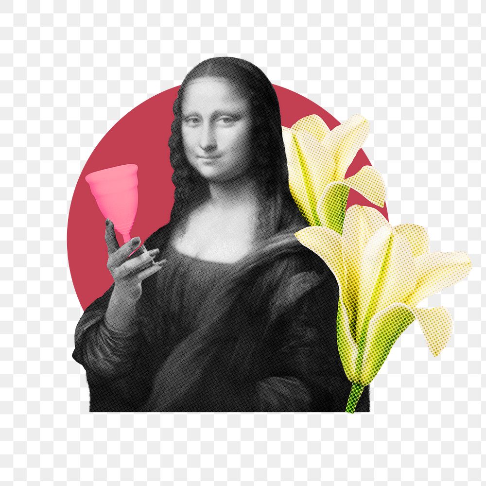 Mona Lisa png sticker, women's health on transparent background, Da Vinci's famous painting, remixed by rawpixel