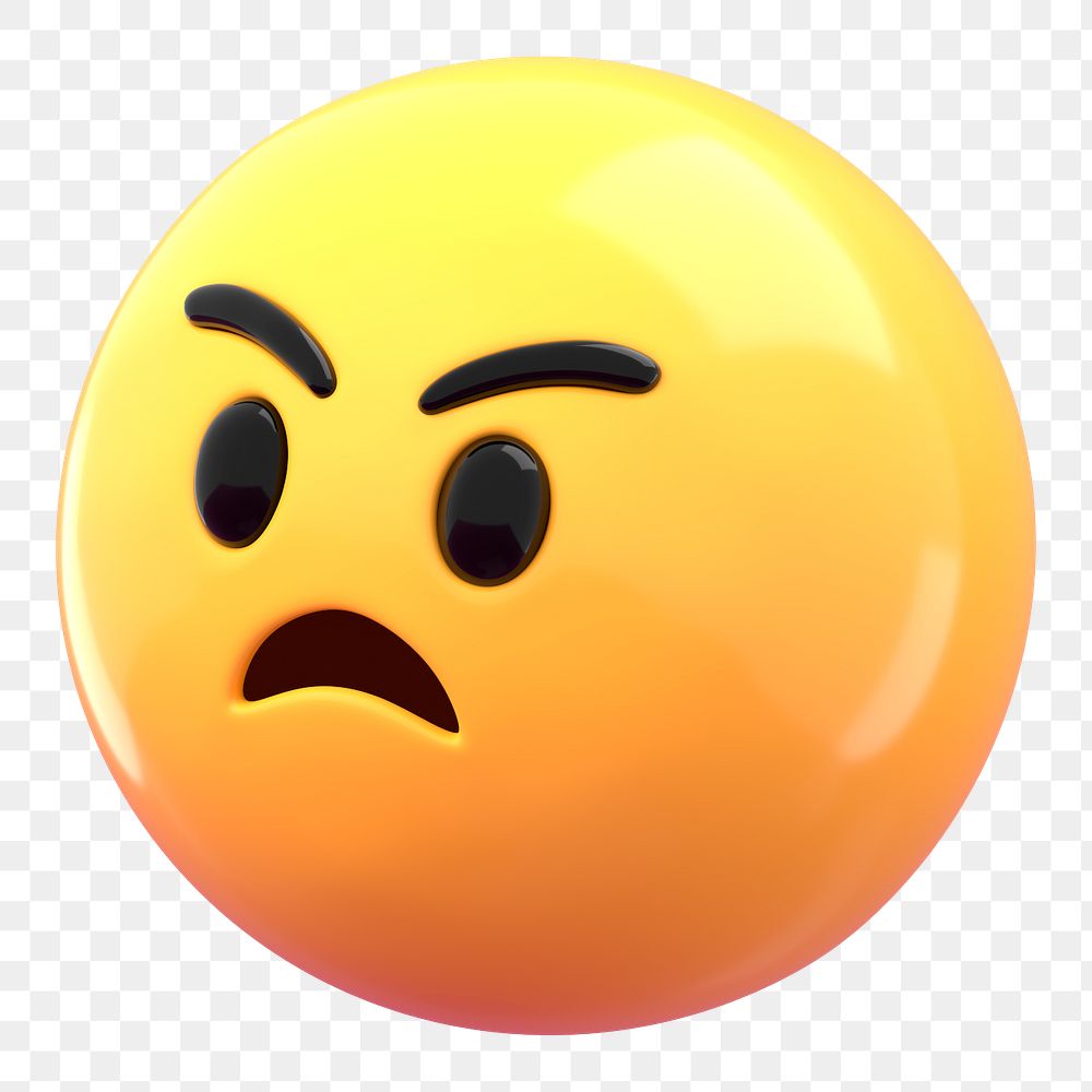 PNG 3D angry emoticon sticker, transparent background