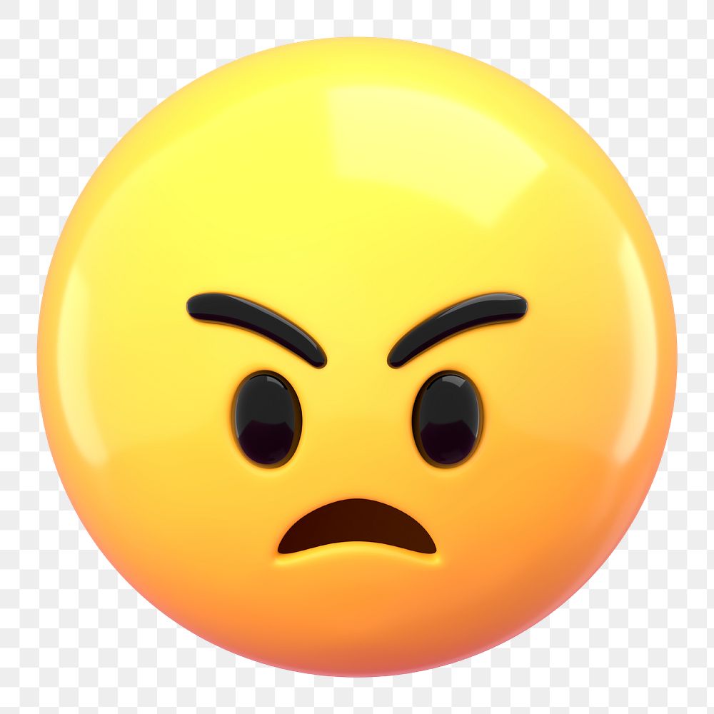 PNG 3D angry face emoticon, social media sticker, transparent background