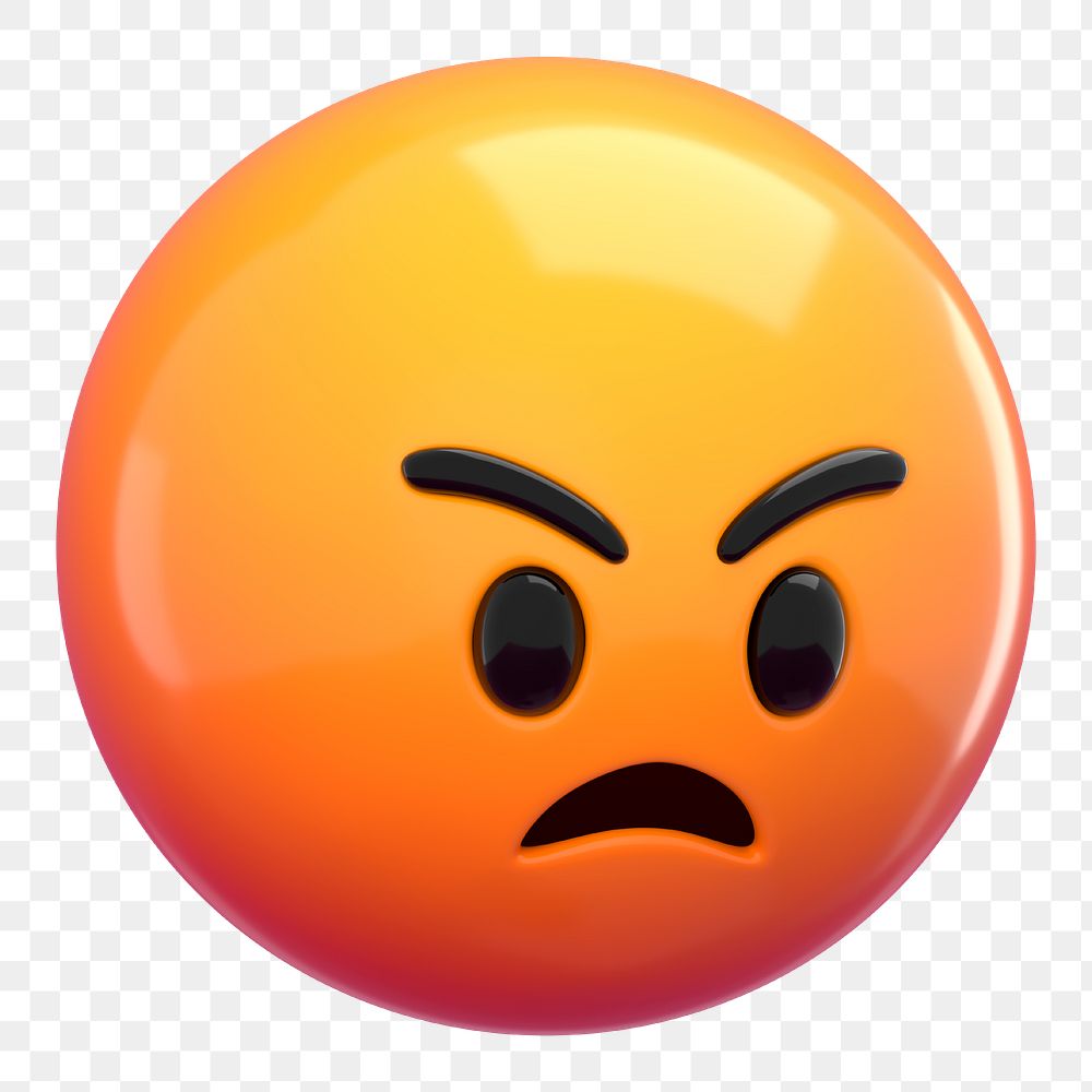 PNG 3D angry face emoticon sticker, transparent background