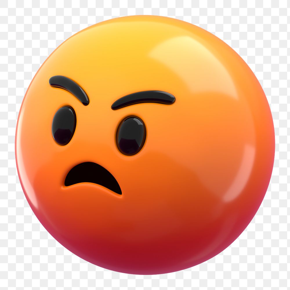 3D angry emoticon png social media sticker, transparent background