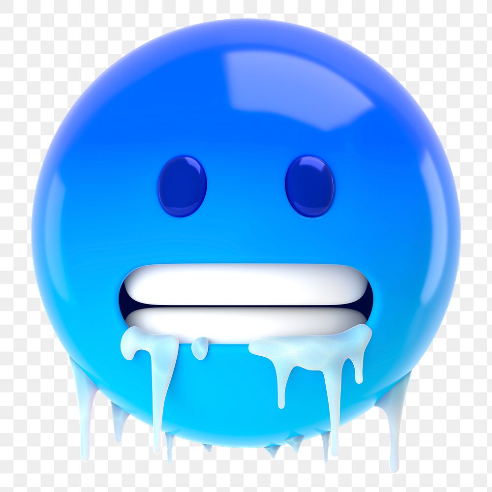 PNG 3D cold face emoticon sticker, transparent background